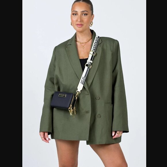 Princess Polly Lioness La Quinta Green Khaki Oversized Double Breasted Blazer XL - Picture 3 of 12